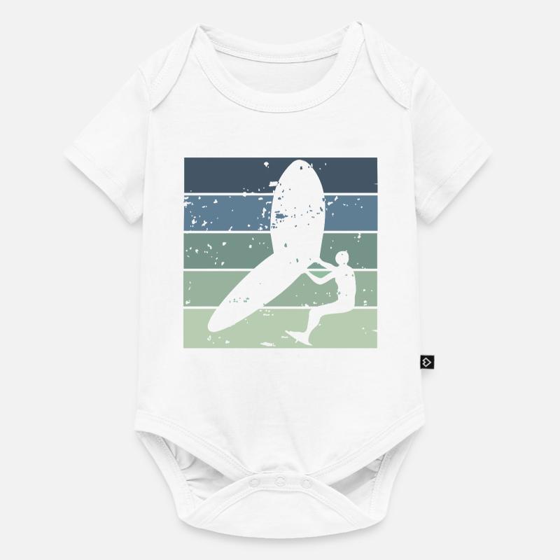 Silhouette Wingfoiler mit Surfbrett - Baby Premium Kurzarmbody - Weiß
