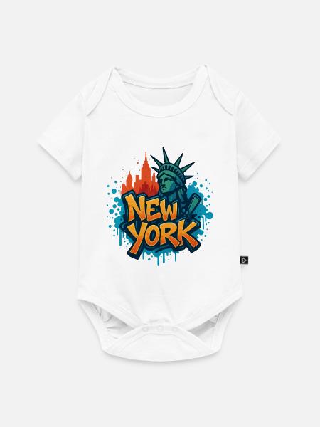 New York Graffiti Skyline - Baby Premium Kurzarmbody - Weiß