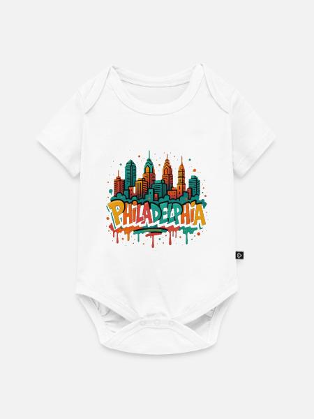 Philly Graffiti Skyline - Baby Premium Kurzarmbody - Weiß