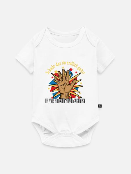 Popart Hand mit Explosionsspruch, Oxymoron - Baby Premium Kurzarmbody - Weiß