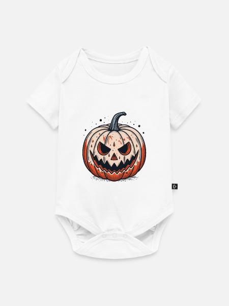 Gruseliger Jackolantern Kürbis - Baby Premium Kurzarmbody - Weiß