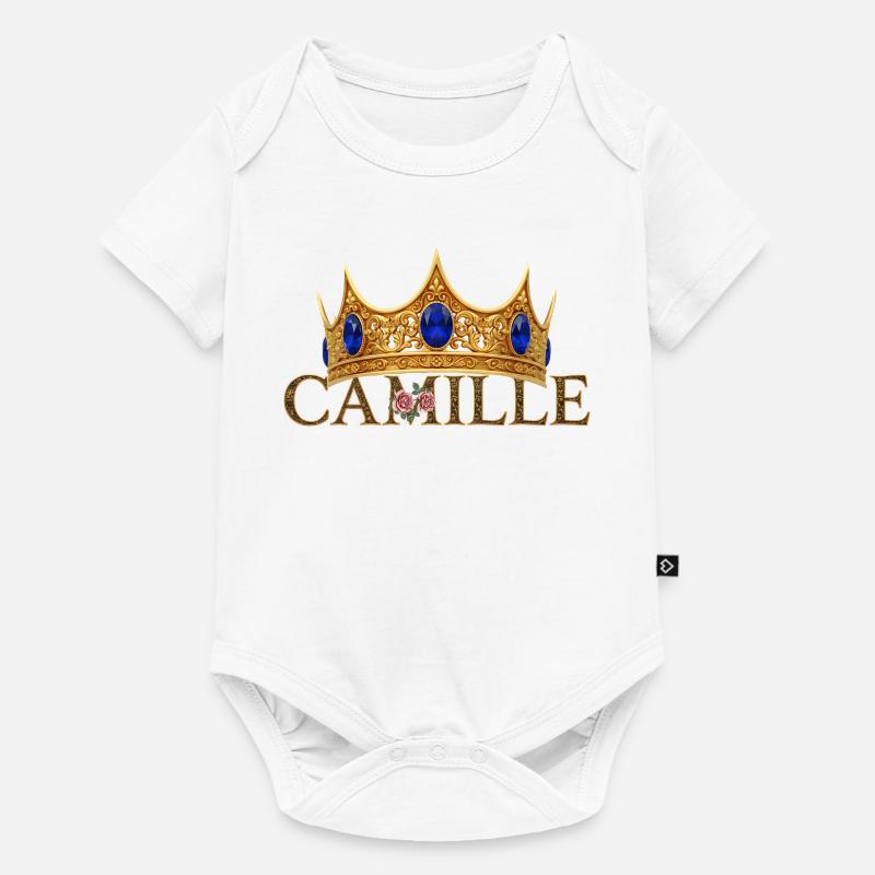 Couronne dorée Monogramme Camille - Body à manches courtes Premium Bébé - blanc