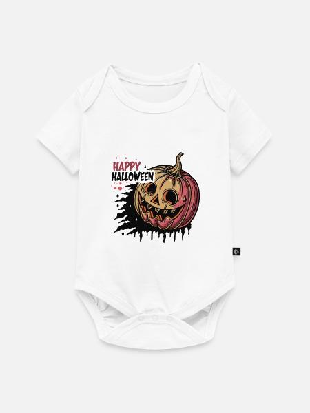 Ausdrucksstarker Halloween Kürbis - Baby Premium Kurzarmbody - Weiß
