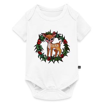 Fawn in Holly Wreath - Baby Premium short-sleeve bodysuit - white - Front