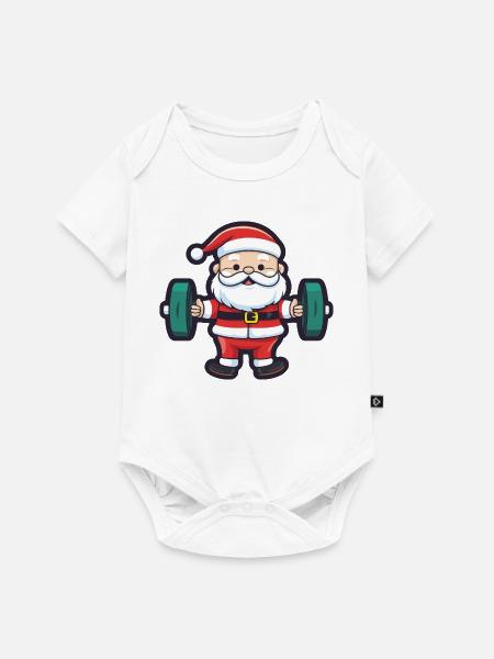 Weihnachtsmann Hantel Fitness - Baby Premium Kurzarmbody - Weiß