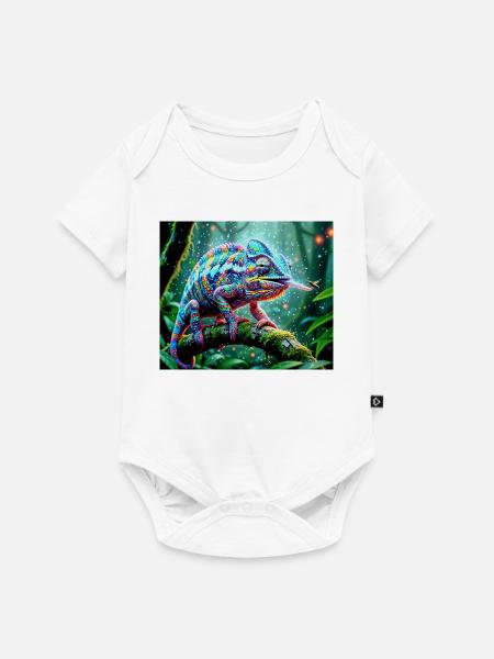 Neon Chamäleon Dschungelzauber - Baby Premium Kurzarmbody - Weiß