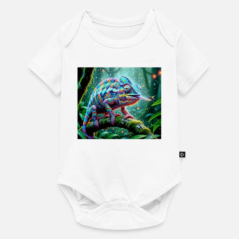 Neon Chamäleon Dschungelzauber - Baby Premium Kurzarmbody - Weiß