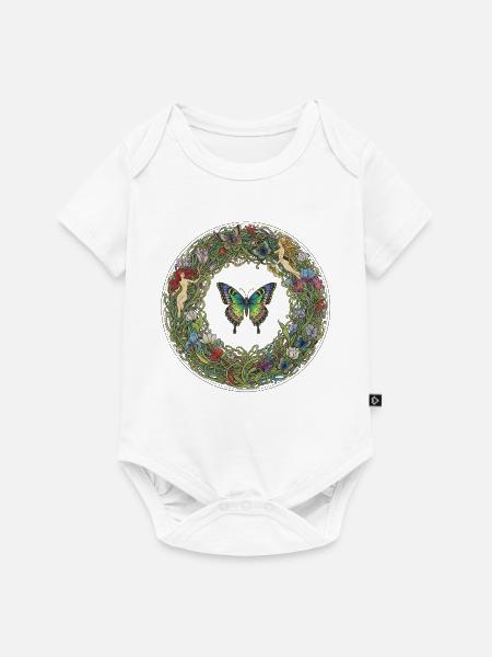 Blumenkreis Schmetterling Traumbild - Baby Premium Kurzarmbody - Weiß