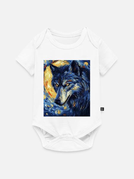 Wolf Van Gogh Style - Baby Premium Kurzarmbody - Weiß