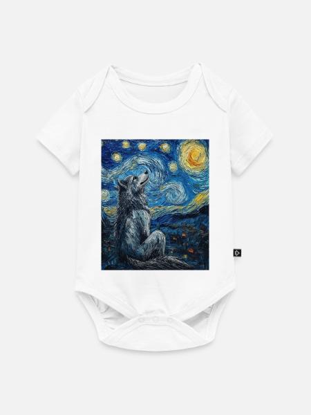 Wolf Van Gogh Style - Baby Premium Kurzarmbody - Weiß