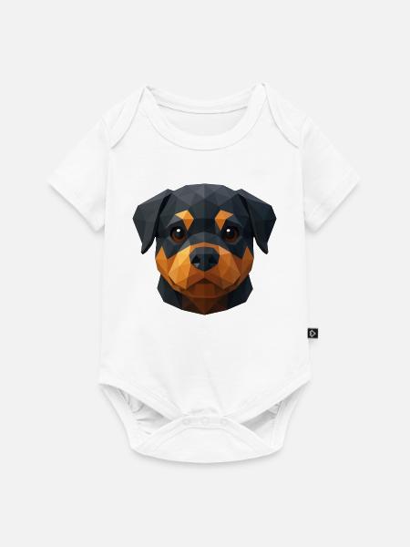 Süßer Rottweiler Welpe – Polygon Hundedesign - Baby Premium Kurzarmbody - Weiß