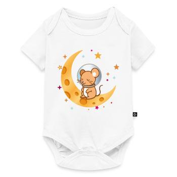 Sleeping Astronaut Mouse on Cheese Moon - Baby Premium short-sleeve bodysuit - white - Front