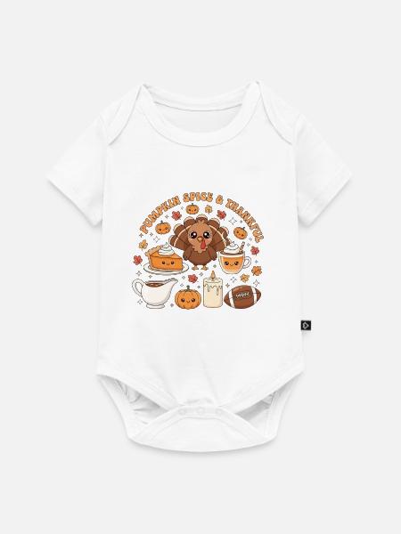 Pumpkin Spice Dankbarer Truthahn - Baby Premium Kurzarmbody - Weiß