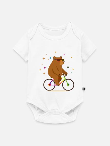 Cooler Bär auf Fahrrad – Humor & Outdoor Style - Baby Premium Kurzarmbody - Weiß