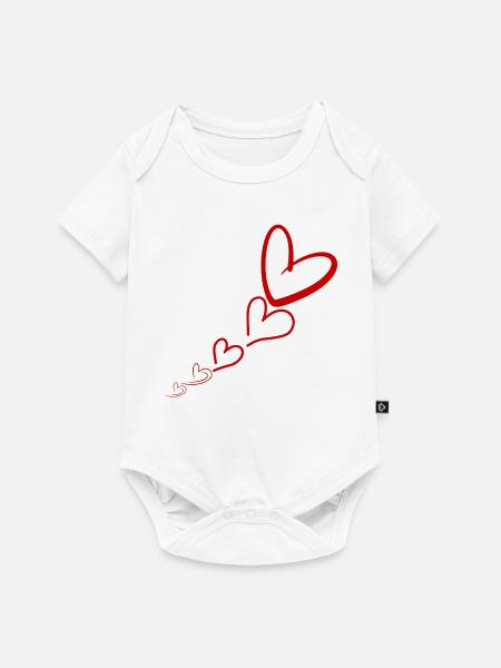 Lineare rote Herzen - Baby Premium Kurzarmbody - Weiß