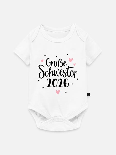 Große Schwester 2026 Herz - Baby Premium Kurzarmbody - Weiß