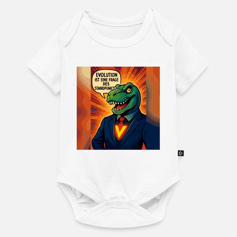 Dino en costume – l’évolution est une question d’opinion - Body à manches courtes Premium Bébé - blanc