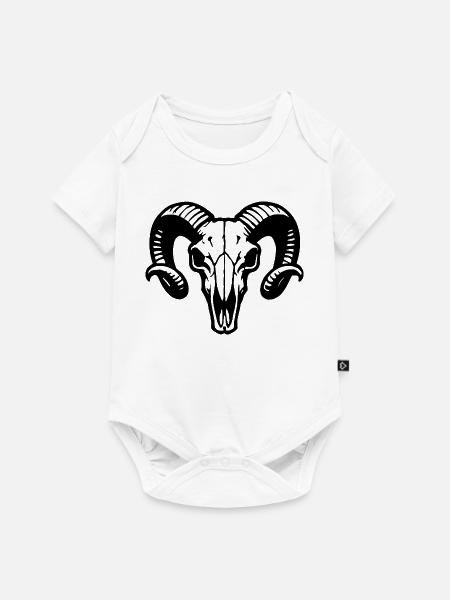 Widderkopf Schädel mit Hörnern - Rammbock - Baby Premium Kurzarmbody - Weiß