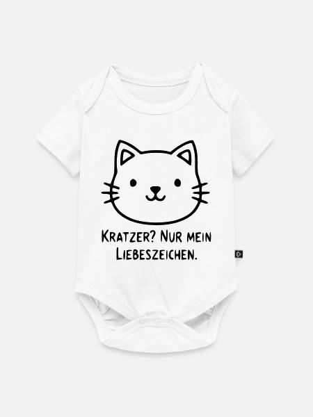 Lustige Katze | Kratzer als Liebeszeichen - Baby Premium Kurzarmbody - Weiß