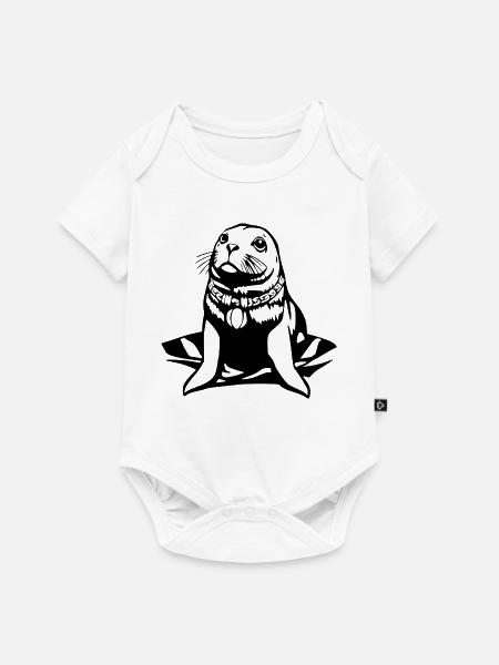 Seehund Robben T-shirt Geschenk Norddeutschland - Baby Premium Kurzarmbody - Weiß