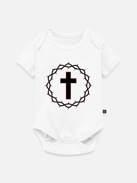Kreuz und Dornenkrone - Baby Premium Kurzarmbody - Weiß