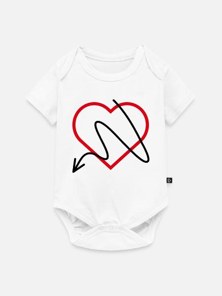 Rotes Herz mit Pfeil - Baby Premium Kurzarmbody - Weiß