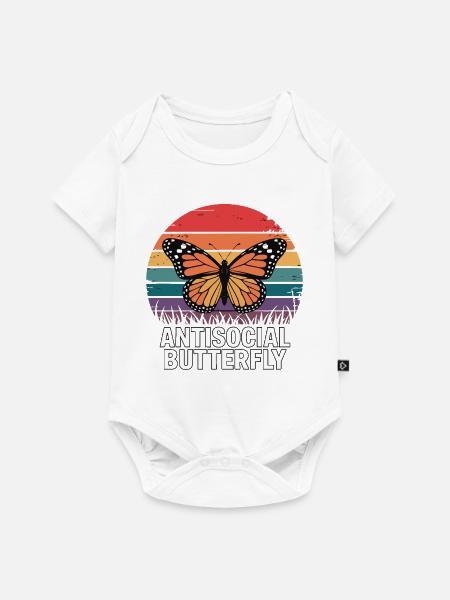Antisocial Butterfly - Retro Schmetterling - Baby Premium Kurzarmbody - Weiß