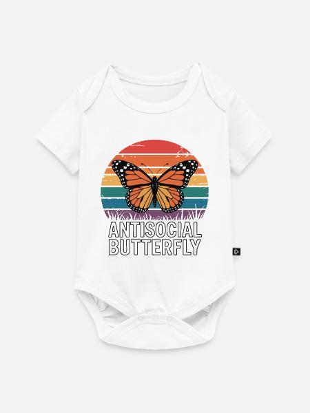 Antisocial Butterfly - Retro Schmetterling - Baby Premium Kurzarmbody - Weiß