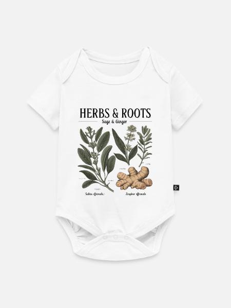 Herbs & Roots – Salbei & Ingwer - Baby Premium Kurzarmbody - Weiß