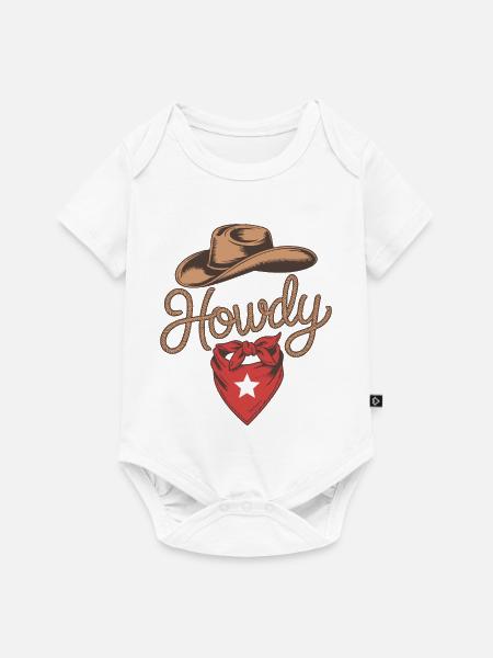 Howdy Cowboy - Western Rope Design - Baby Premium Kurzarmbody - Weiß