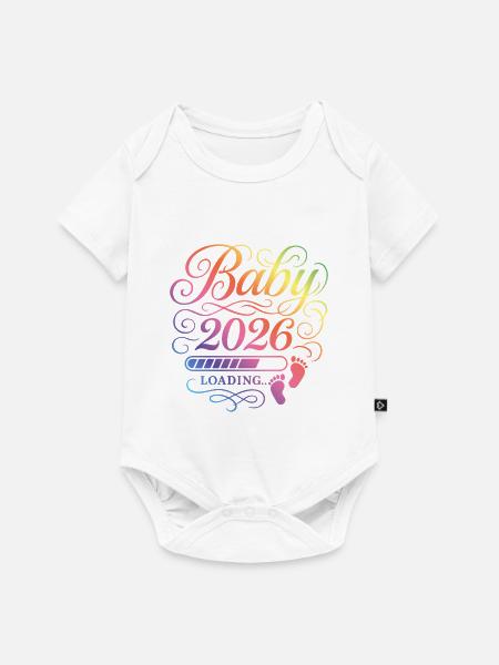 Baby 2026 Loading Schwangerschaft - Baby Premium Kurzarmbody - Weiß