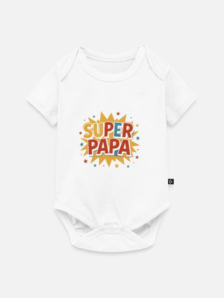 Super Papa Comic Burst Retro - Baby Premium Kurzarmbody - Weiß
