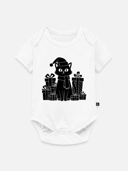 Weihnachtskatze zwischen Geschenken - Baby Premium Kurzarmbody - Weiß