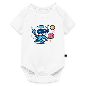 Kawaii Futuristic Blue Tennis Robot - Baby Premium short-sleeve bodysuit - white - Front