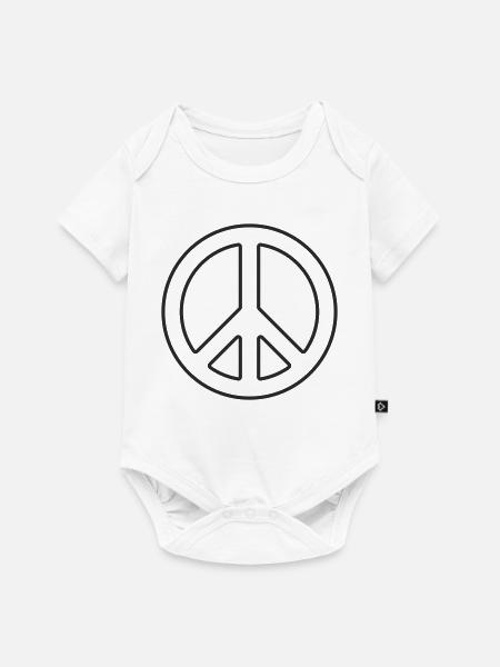 Friedenssymbol Lineart Schwarz Weiß - Baby Premium Kurzarmbody - Weiß