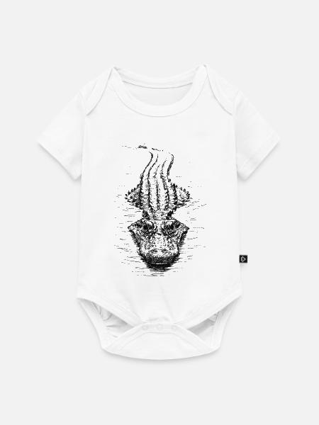 Schwimmendes Croc - Baby Premium Kurzarmbody - Weiß