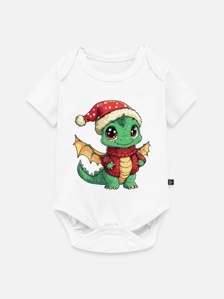 Drache Weihnachten - Baby Premium Kurzarmbody - Weiß