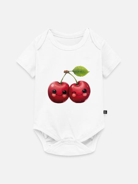 Kirschen mit Gesicht - Baby Premium Kurzarmbody - Weiß