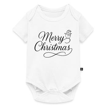 Curved Merry-Christmas lettering with snow - Baby Premium short-sleeve bodysuit - white - Front