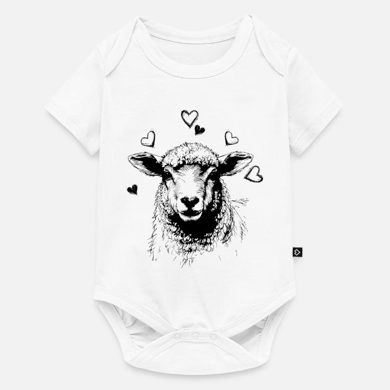 Mouton avec des cœurs - Body à manches courtes Premium Bébé - blanc