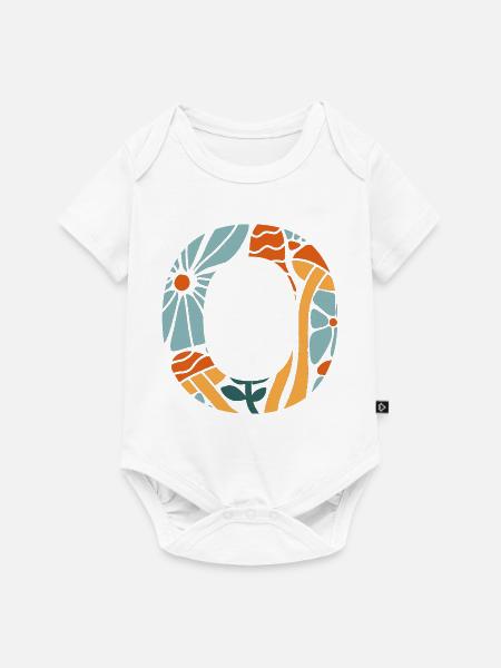 Letter o groovy Blumen Geschenkidee - Baby Premium Kurzarmbody - Weiß