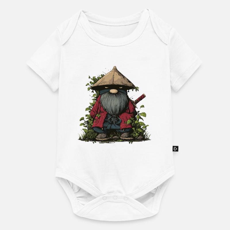 Drôle ninja nain de jardin avec épée - Body à manches courtes Premium Bébé - blanc