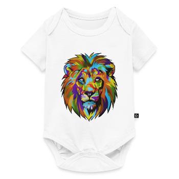 Löwen PopArt Farbrausch - Baby Premium Kurzarmbody - Weiß - Vorne