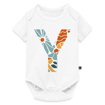 Lettre y fleurs groovy idée cadeau - Body à manches courtes Premium Bébé - blanc - Devant
