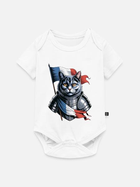Frankreich Katze Ritter - Baby Premium Kurzarmbody - Weiß
