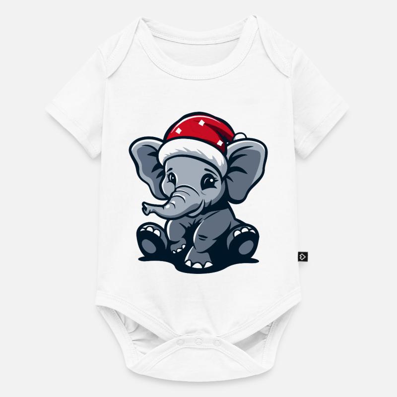 Noël des éléphants - Body à manches courtes Premium Bébé - blanc