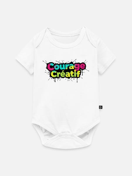 Courage Créatif Bunte Typografie - Baby Premium Kurzarmbody - Weiß