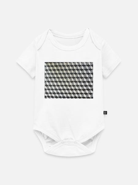 Dreidimensionale Würfel Graustufen - Baby Premium Kurzarmbody - Weiß