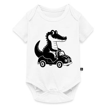 Moving Crocodile Cartoon Illustration - Baby Premium short-sleeve bodysuit - white - Front