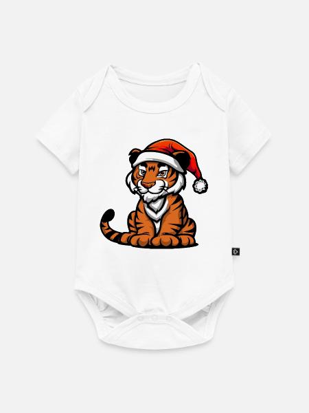 Tiger Weihnachten - Baby Premium Kurzarmbody - Weiß